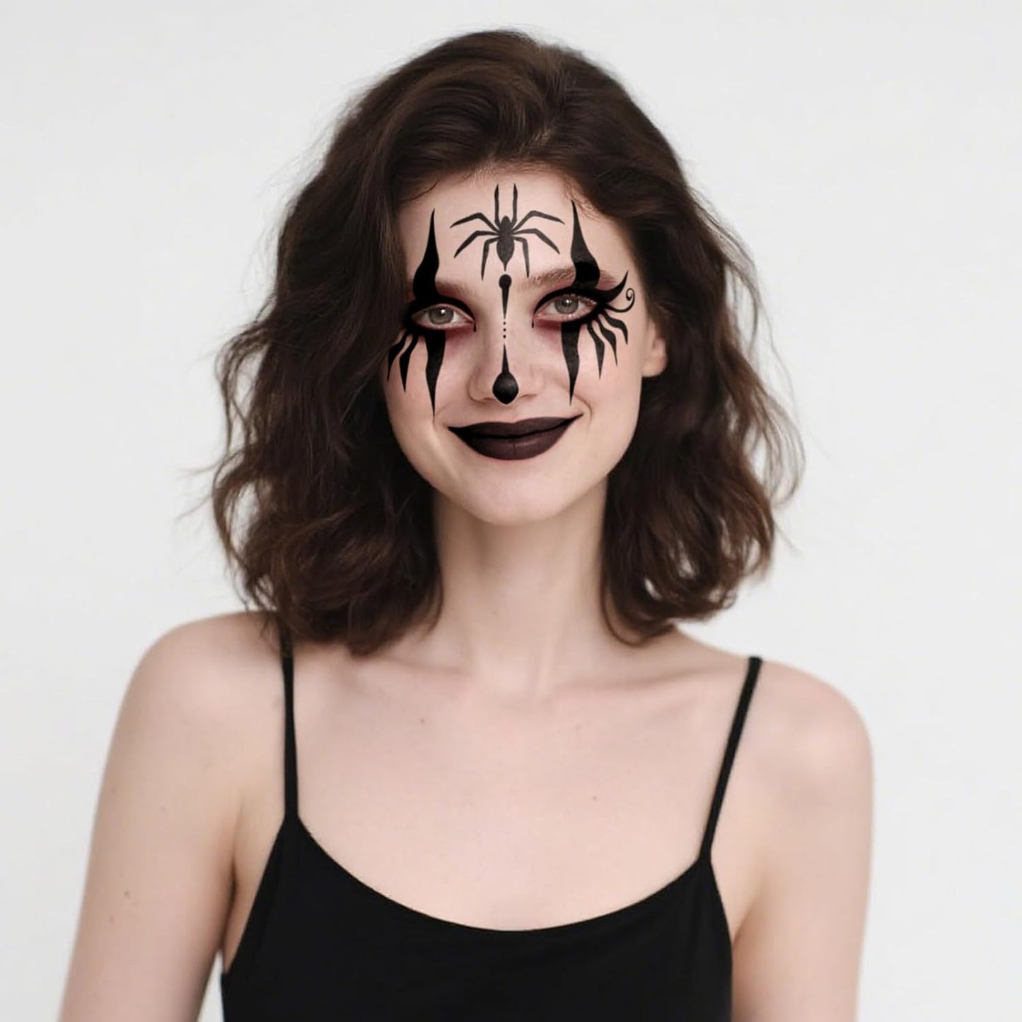 Halloween Spooky Face Tattoos, Spider Temporary Tattoo Stickers, Face Tattoo Decals,Temporary Makeup Stickers, Face Tattoo Sticker Art for Halloween Adults Costume Parties 8Pcs
