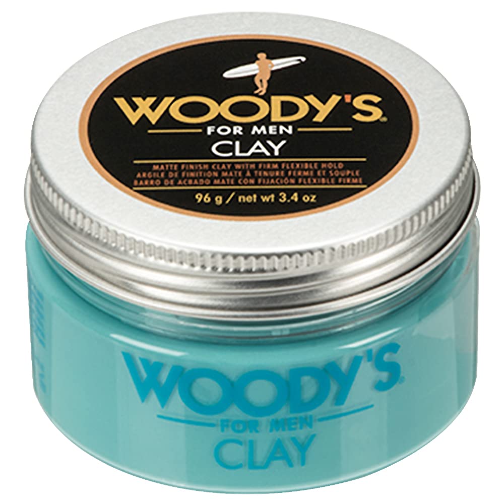 Woody's Premium Hair Clay for Men – Matte Finish, Pomade for Men Stronghold, Texturizing & Sculpting Hair Styling Clay, Flexible Control, 3.4 oz