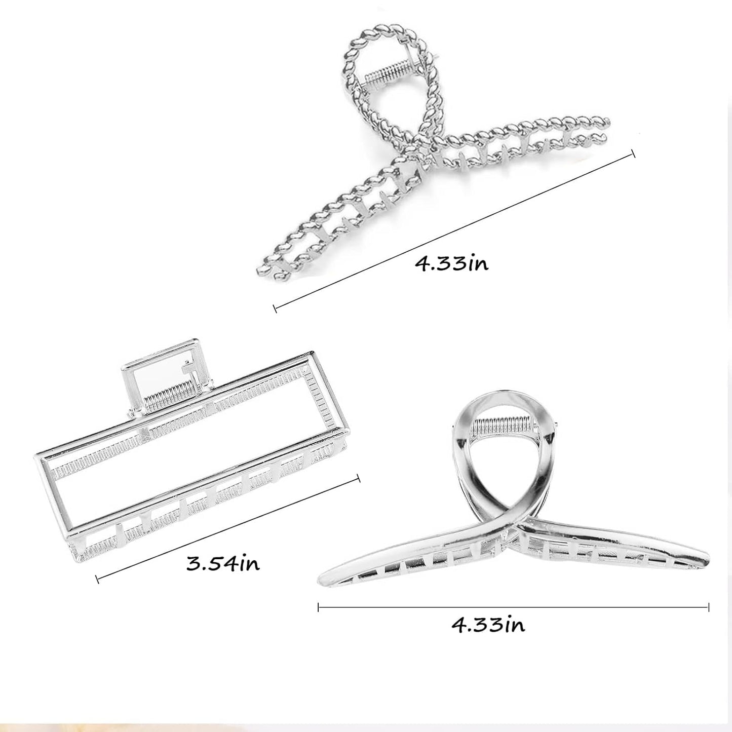 Mehayi 3 PCS Metal Large Hair Claw Clips for Thick Heavy Hair, Big Non-Slip Hair Catch Barrette Jaw Clamp, Strong Hold Claw Barrettes for Long Hair, Fashion Hair Styling Accessories for Women Girls