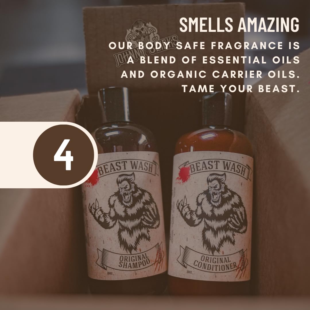 Johnny Slicks Shampoo - Supports Hair Hydration & Volume - Organic Oils & Natural Cleanse - Castor Oil, Aloe Vera, Jojoba - Rugged Scent - 16 oz