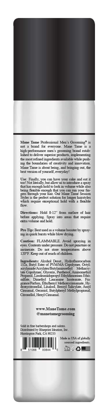 MANE TAME Session Styler Hair Spray for Men 10oz - Volume Protection, Flexible Hold, Working Spray - Best used as a Volume Booster