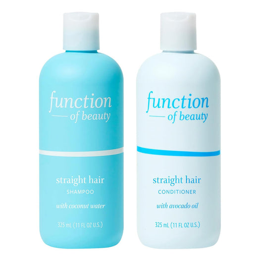 Function of Beauty Straight Hair Shampoo & Conditioner Set - Sulfate-Free Shampoo & Conditioner Duo for Natural Volume & Shine - Anti-Frizz, Lightweight & Hydrating - Oily Hair Care Products
