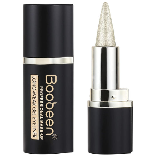Boobeen Black Eyeliner Pencil - Quick Drying, Waterproof & Smudge-proof All Day Gel Eyeliner - Create Statement Eye Look (Silver)