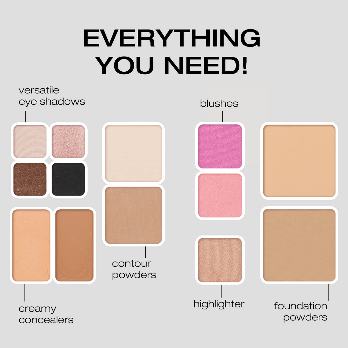 Woosh Beauty, Jetsetter Bundle in #2.5 Medium Tan, Fold out Face Original, Essential Brush Set, Travel Case in Black