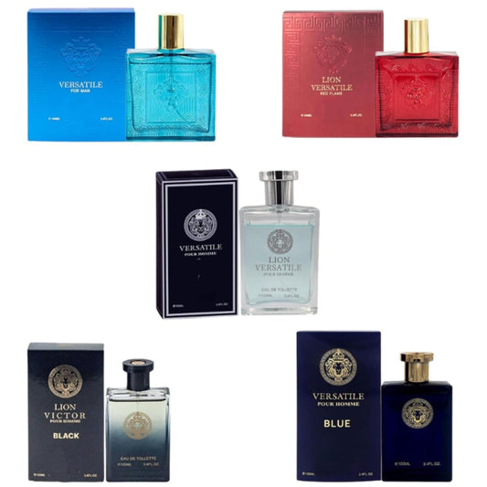 Lion Versatile Cologne for Men 3.4oz/100ml Each Scent Fresh Aromatic Floral Masculine Oriental Woody Notes Individually Boxed Fragrance for Men Pack of 5
