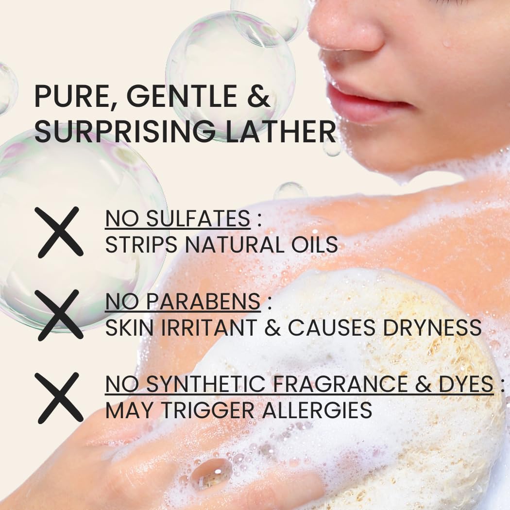 Ahimsa Natural Body Wash for Women, Hydrating & Moisturizing Body Wash Sensitive Skin, Antioxidant-Rich Bath & Shower Gels with Spearmint & Ginger, Gentle, Plant-Based, Organic Formula, 10oz