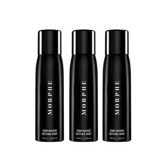 Morphe Continuous Setting Mist - Micro-Fine Setting Spray for Makeup with a Natural Finish - Helps Makeup Resist Caking or Fading & Increases Wear of Foundation (3 Count, 2.8 fl oz)