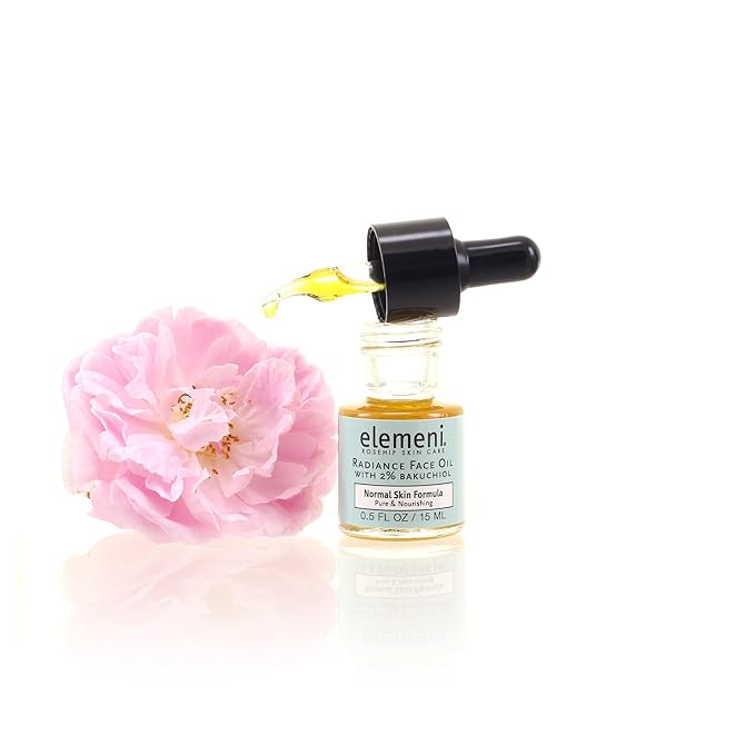 elemeni Radiance Face Oil for Normal Complexion, 0.5 fl oz, Authentic Rosehip Seed Oil Refines Fine Lines & Wrinkles with Natural Source Retinoic Acid, Pure Bulgarian Rose, Organic, Anti-Aging, Vegan