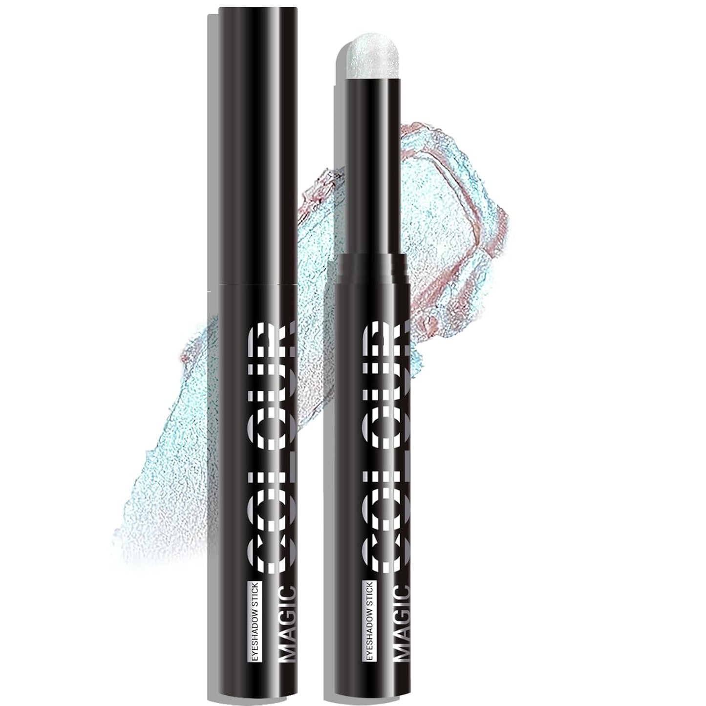 Glitter Eyeshadow Stick - Blue Holographic Shimmer Long Lasting Cream Eye Shadow Pencil Buildable Sparkling Face Highlighter Makeup, Lightweight Waterproof & Smudge Proof for Easy Application