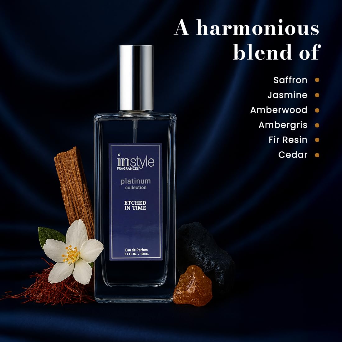 Instyle Fragrances Platinum Collection Etched in Time, Premium Unisex Eau de Parfum, CLEAN, Vegan, Paraben-Free, Never Tested on Animals, 3.4 Fluid Ounces