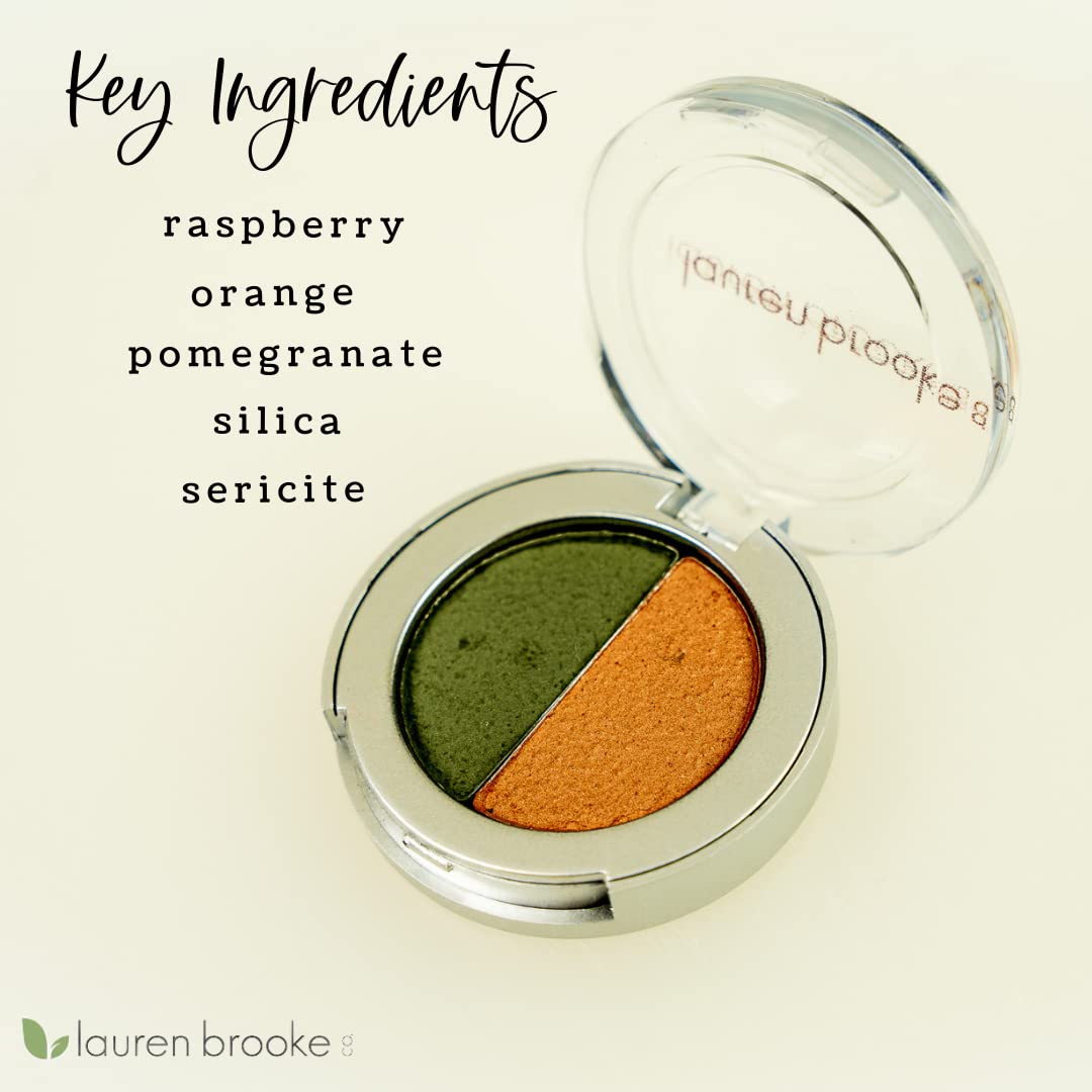 Lauren Brooke Cosmetiques Pressed Eye Shadow Duo, Richly Pigmented Natural Eyeshadow, EU Certified Organic Makeup For Women (Evergreen/Indian Summer)