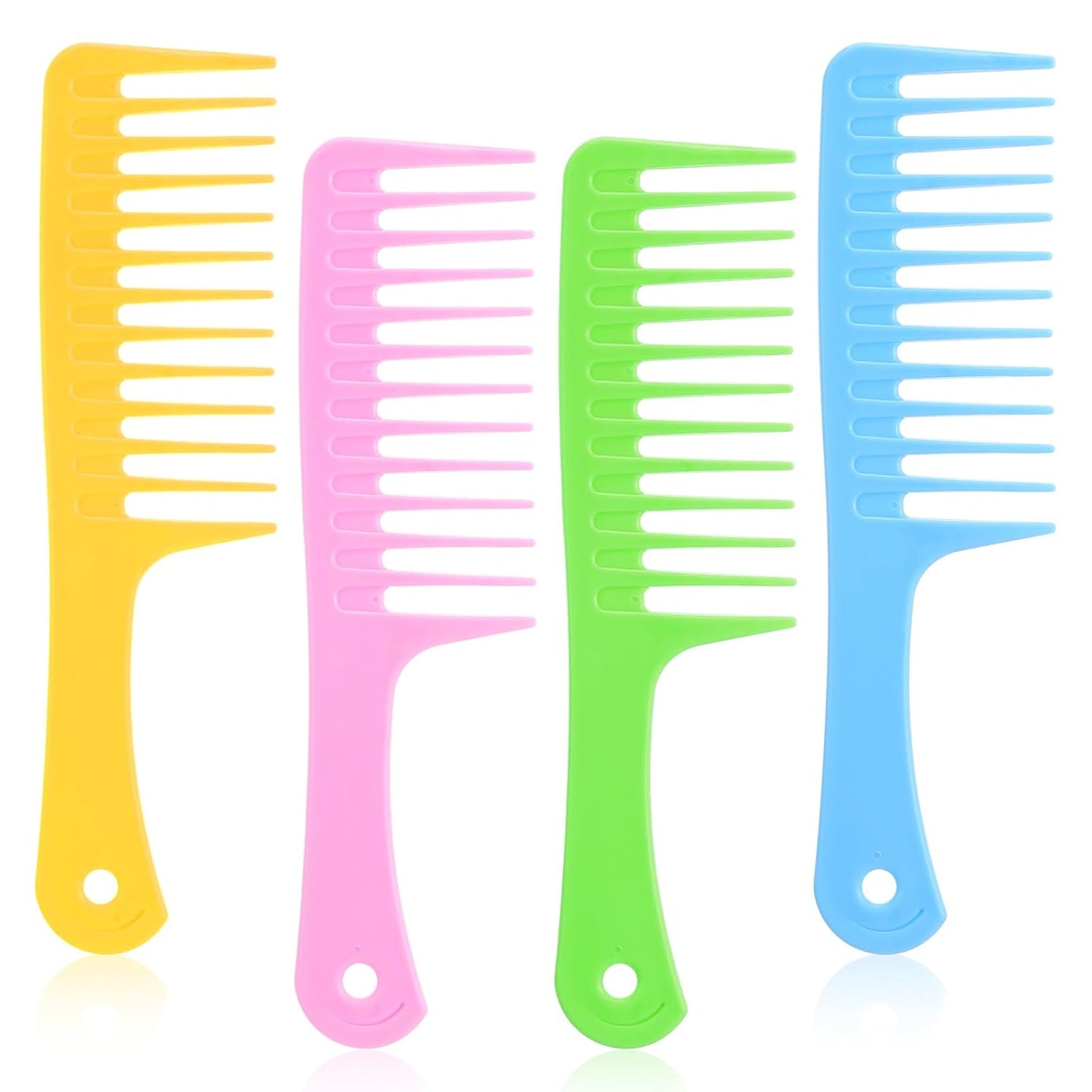 100 Pieces Colorful Pocket Comb Bulk Detangling Wide Tooth Flat Hair Comb with Round Handle for Women Men Barber Blending Curly Long Wet Hair Cutting, 4 Colors