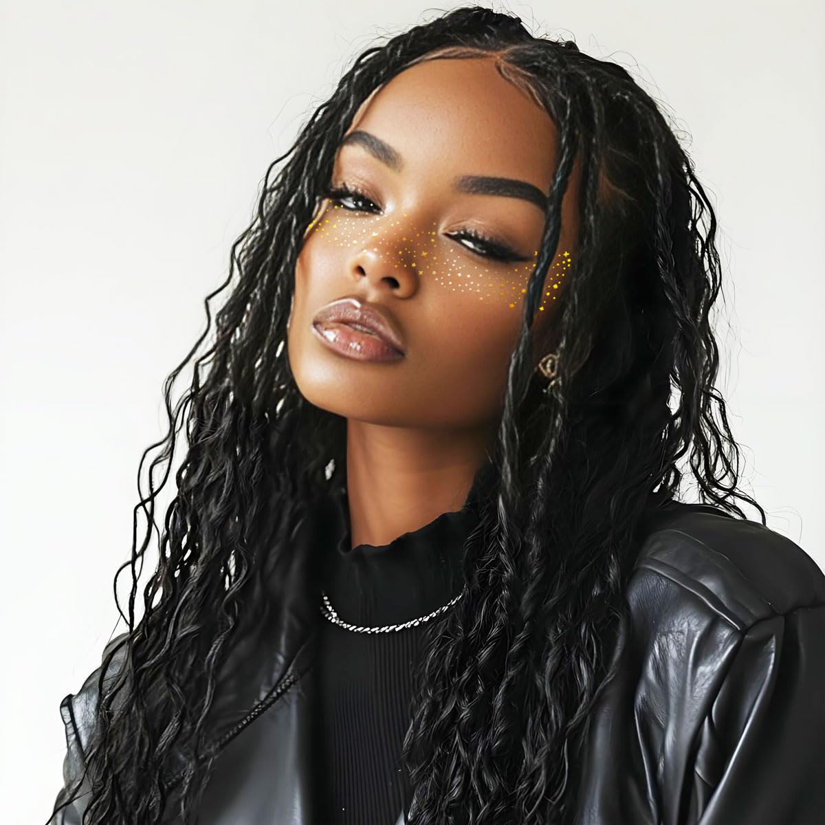 Gold Glitter Freckles Face Tattoo - Face Glitter Makeup Speckles - Women Face Sparkle Freckles Patches for Halloween Makeup Prom - Carnival Party