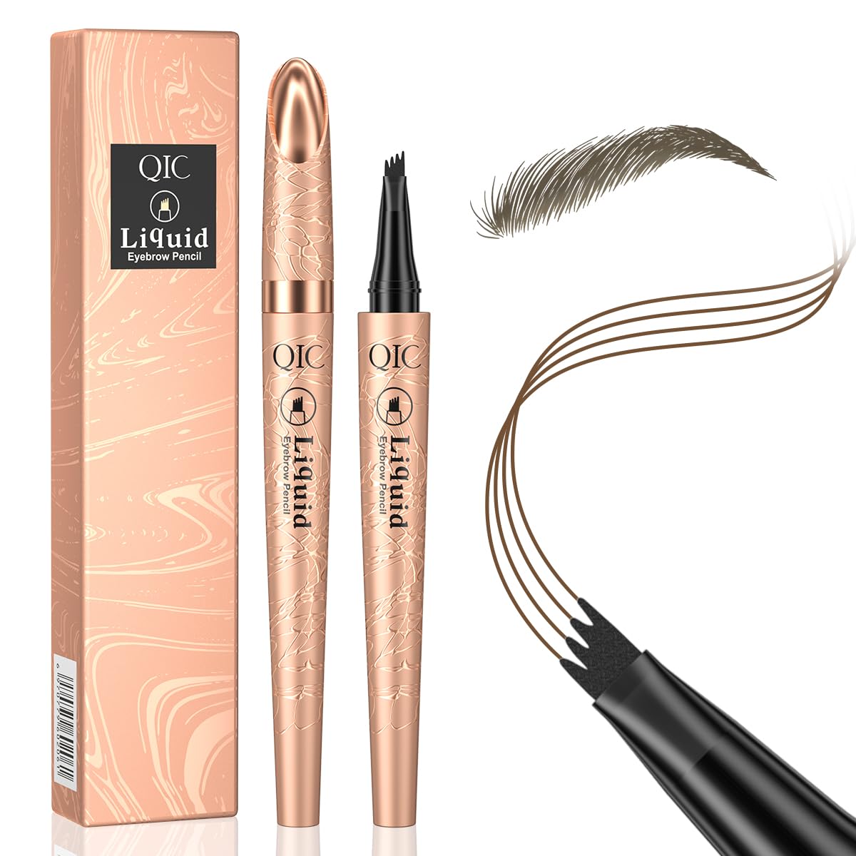 Microblading Eyebrow Pencil for Women - Waterproof Eyebrow Pen with 2-Fork-Tip Eye Brow Pen Create Natural Hair-Like Brows, Brow Pencil for Perfect Eyebrows Makeup Last All-Day, Light brown
