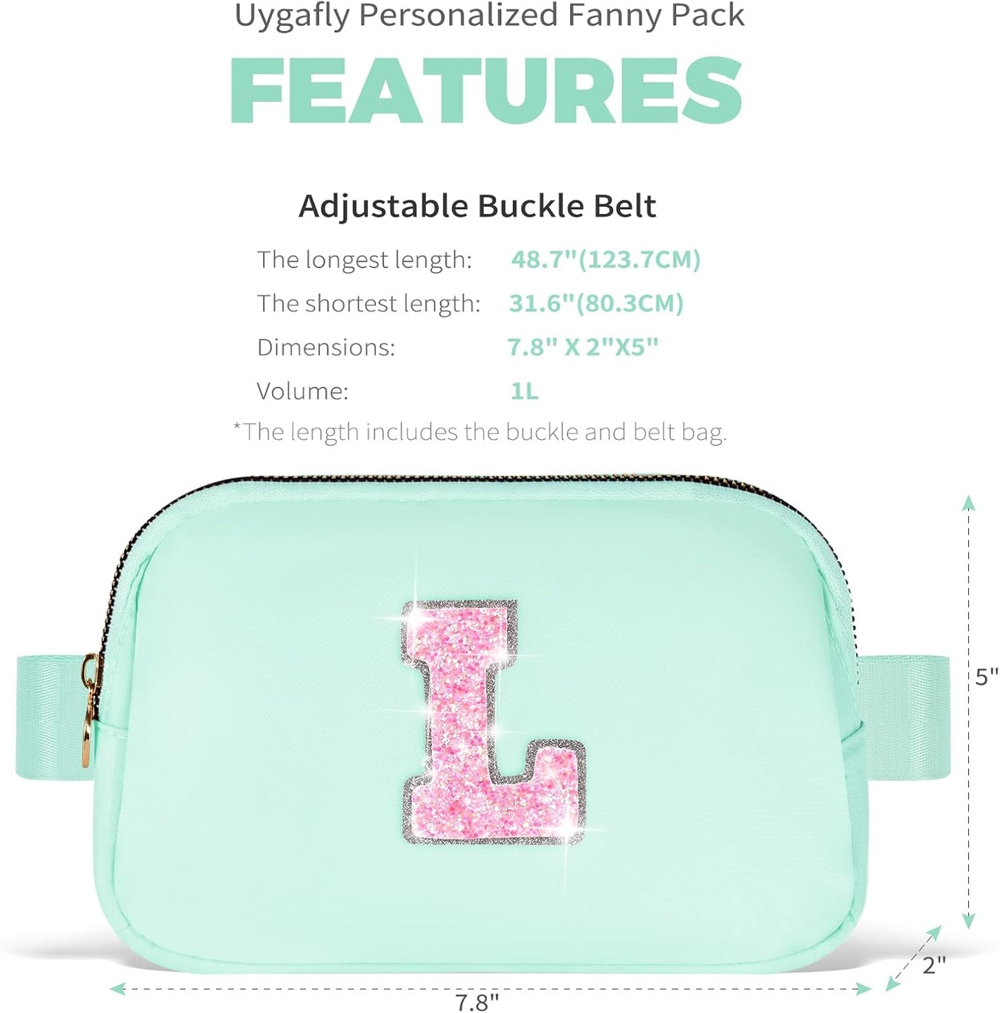 Fanny Pack Belt Bag Crossbody Bags with Initials Letter Patch Trendy Stuff for Teens Cute Stuff Birthday Gifts for Teenager Girls | Light Green,Initial L