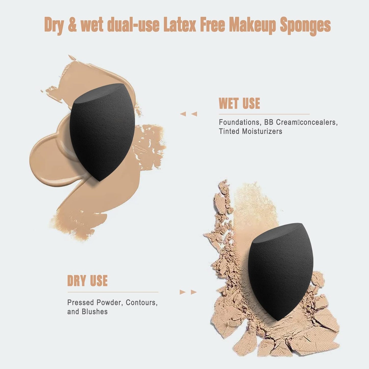 FERYES Makeup Sponge Holder with Makeup Sponge– Eco-Friendly Silicone Beauty Make Up Blender Case and Dry & Wet Use Foundation Sponge for Travel