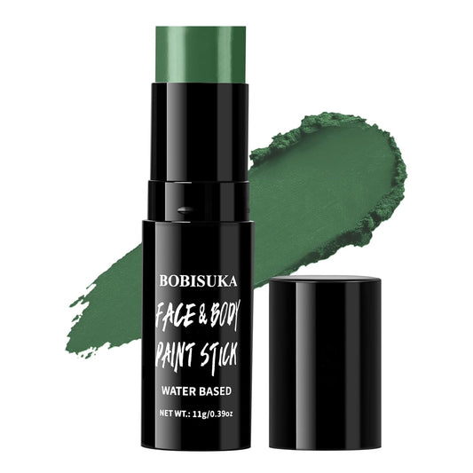 BOBISUKA Green Face & Body Paint Stick Water-Based Washable Face Paint Makeup Stick for Halloween Zombie, Witch, Hulk, Goblin, Hunting, Camo, Cosplay, SFX, Sports Eye Black & Costume Party
