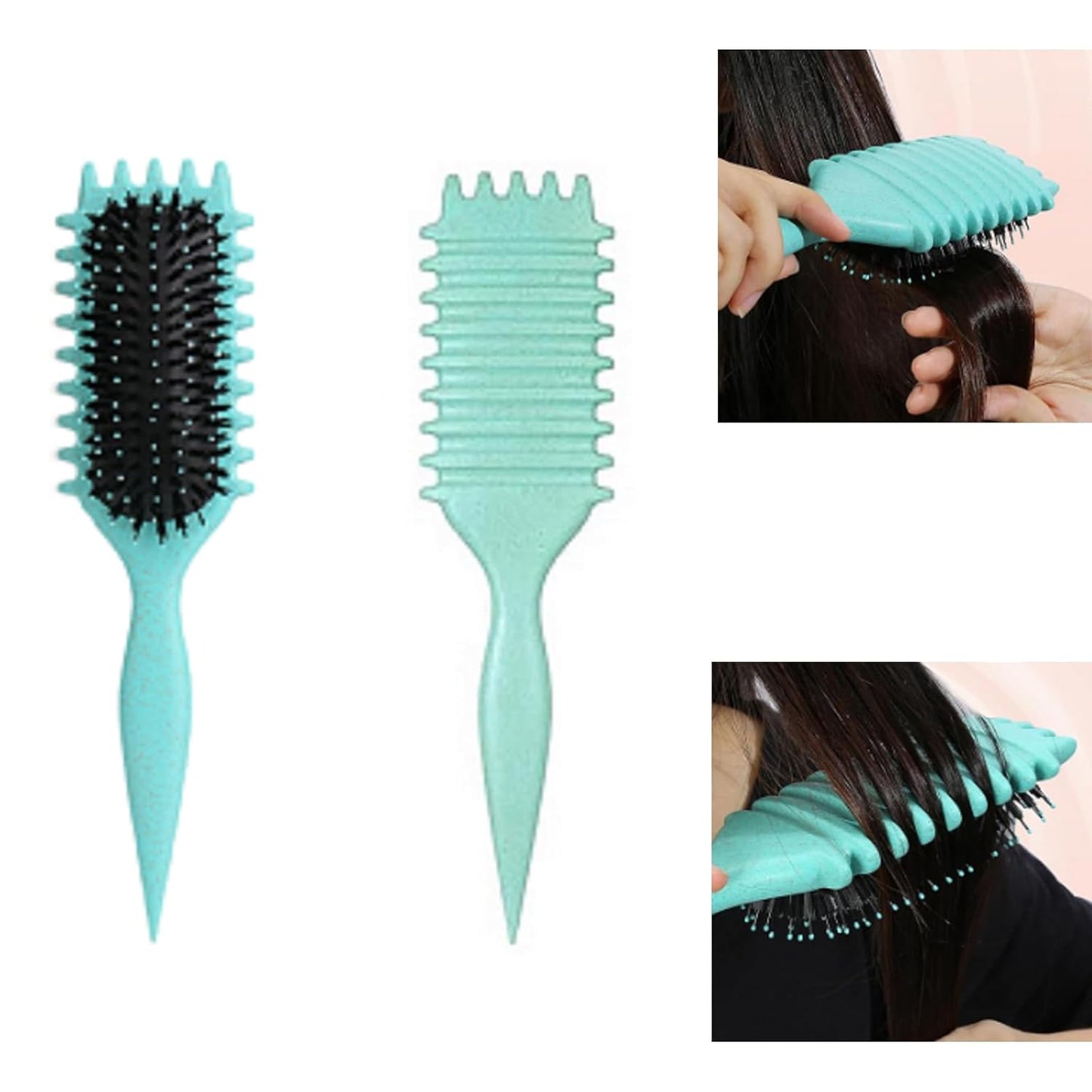 Green 1 piece Curl Defining Brush, Curly Hair Brush for Detangling Shaping and Defining Curls for Women, Men, girl and boy Hair.