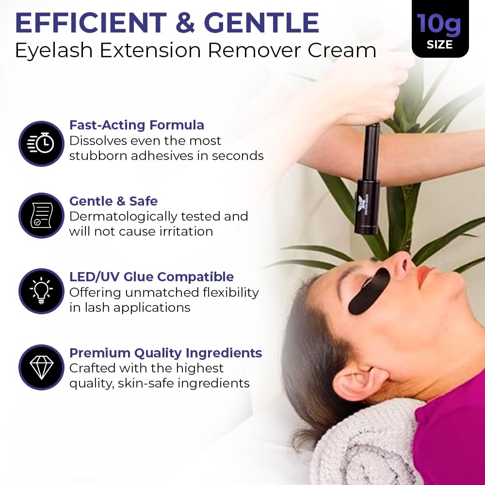 Eyelash Extension Remover Cream - Lash Remover for Lash Extensions Has Fast Acting and Gentle Formula for Easy Lash Removal - Works on UV Eyelash Extension Glue - by Existing Beauty Lashes - 10g