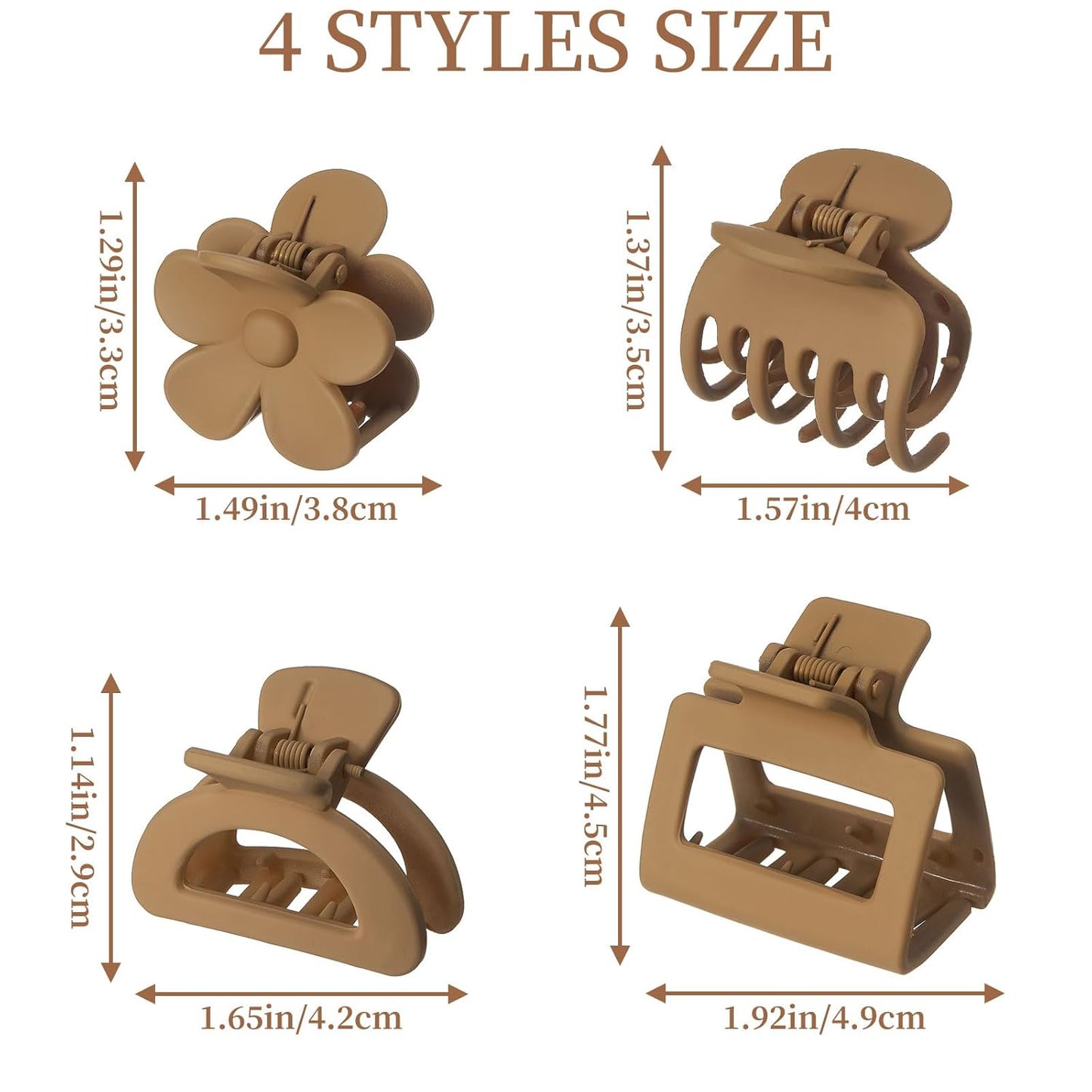 Medium Claw Clips for Women, Non Slip Matte Hair Clips for Thin/Thick Hair - 12PCS, 4 Styles - Short Hair Accessories