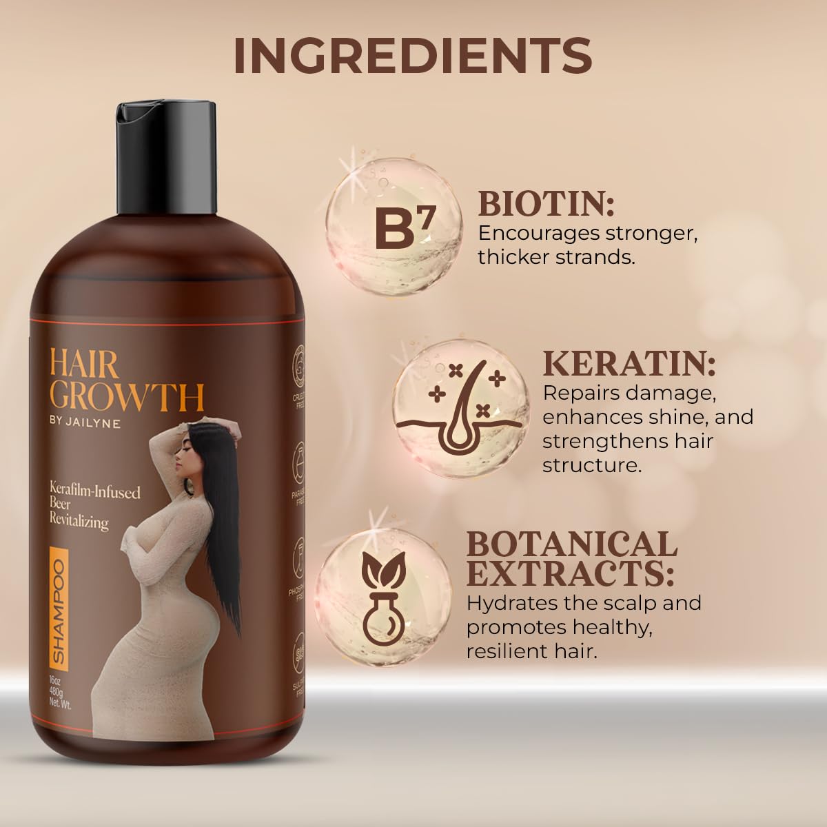 Hair Growth Shampoo by Jailyne Ojeda – Biotin & Keratin-Infused Formula for Thicker, Fuller Hair – Nourishing Solution for Hair Growth & Scalp Health – Made in USA
