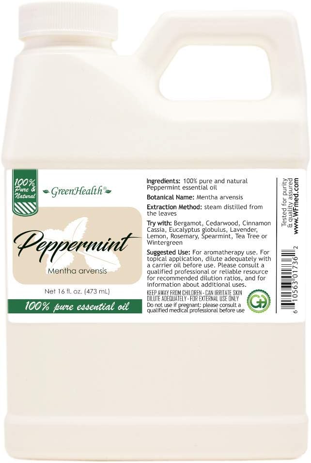 Peppermint 100% Pure Therapeutic Grade Essential Oil-16 fl oz, Perfect for Aromatherapy Diffusers, Candle Making, Soap Making