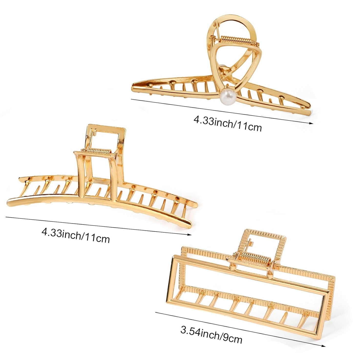 Mehayi 3 PCS Metal Large Hair Claw Clips for Thick Heavy Hair, Big Non-Slip Hair Catch Barrette Jaw Clamp, Strong Hold Claw Barrettes for Long Hair, Fashion Hair Styling Accessories for Women Girls