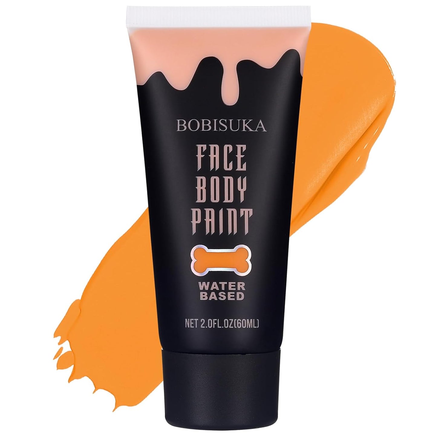 BOBISUKA Orange Face Body Paint, Water Based Face Painting for Art Theater Halloween Party Cosplay Clown SFX Makeup for Women Adults, Non-Toxic Washable