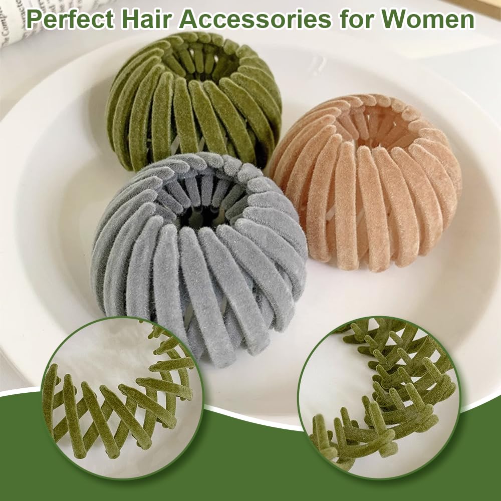 Birds Nest Hair Clips - Hair Claw Clamps Bun Makers Expandable Ponytail Holder Comb Hair Bands Hair Accessory for Women Ponytail Holders Claw Clips