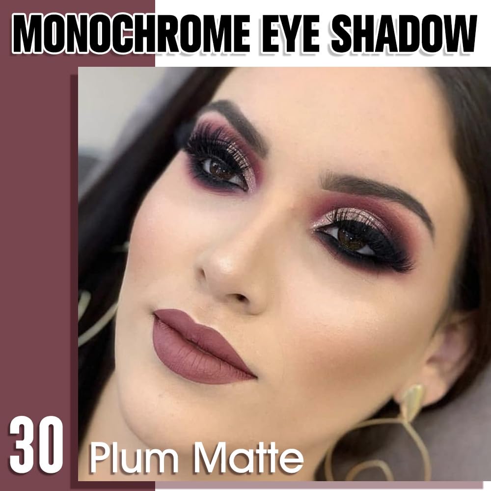 Plum Matte Single Eyeshadow, Lightweight Blendable Mini Eye Shadow for Older Women, Monochrome Eyeshadow Palette Makeup Pigmented Waterproof, Vegan & Cruelty-Free, 30