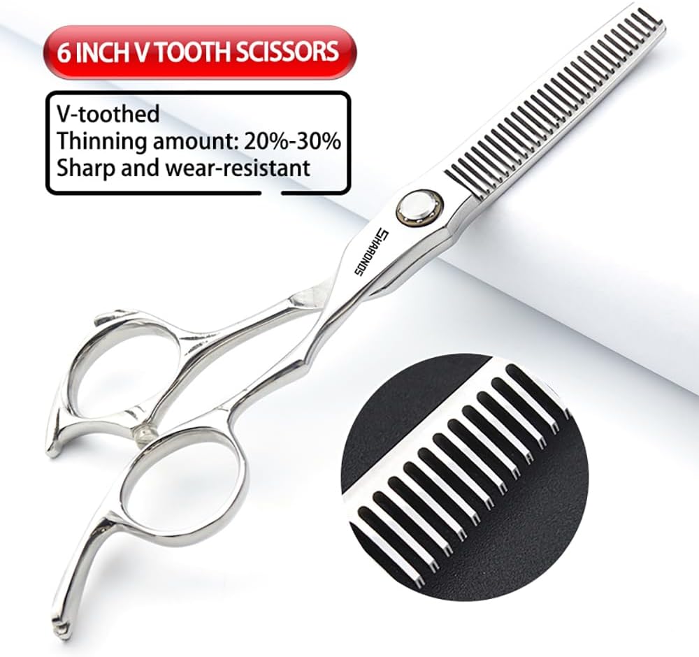 6/6.5-inch Sharonds hair clippers, professional Japanese 440C scissors, efficient scissors, scissors, comb adjuster (6 inch 2 Piece-A)