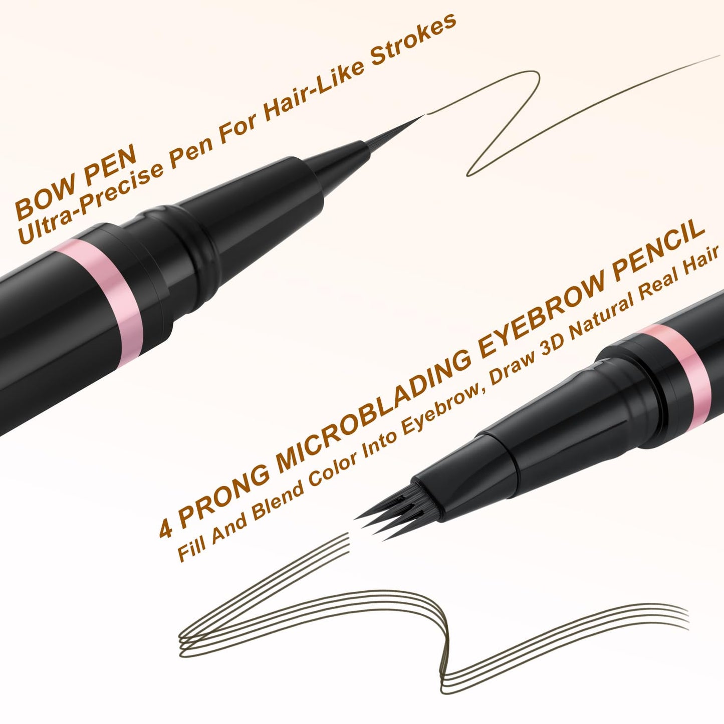 Eyebrow Pen Makeup Kit, with 4 Tip Waterproof Microblading Eyebrow Pencil, Eyeliner, Eyebrow Pomade and Dual-ended Eyebrow Brush, Brow Pencil Eyebrow Kit for Natural Looking - Medium Brown