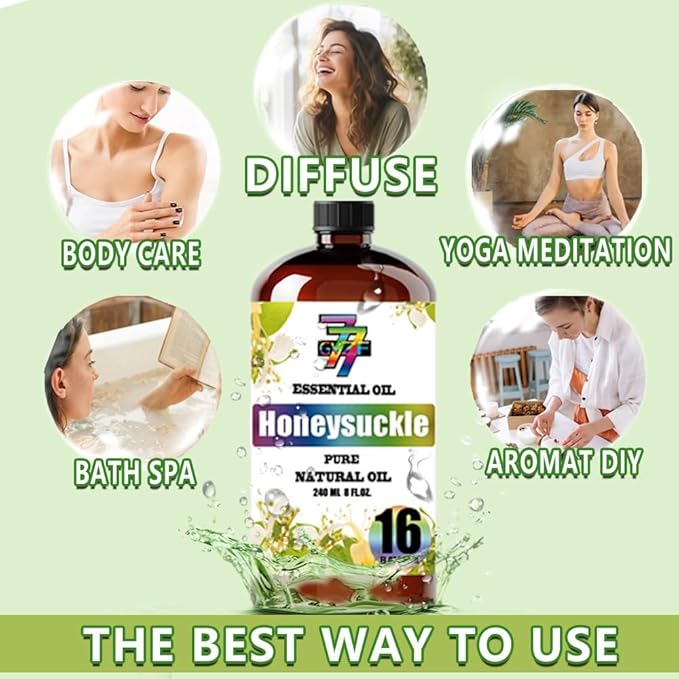 Honeysuckle Essential Oil(16oz / 480ml) - Honeysuckle Oils Used in diffusers, humidifiers, Home Baths, Cleaning Products, Yoga, DIY Soaps and DIY Scented Candles