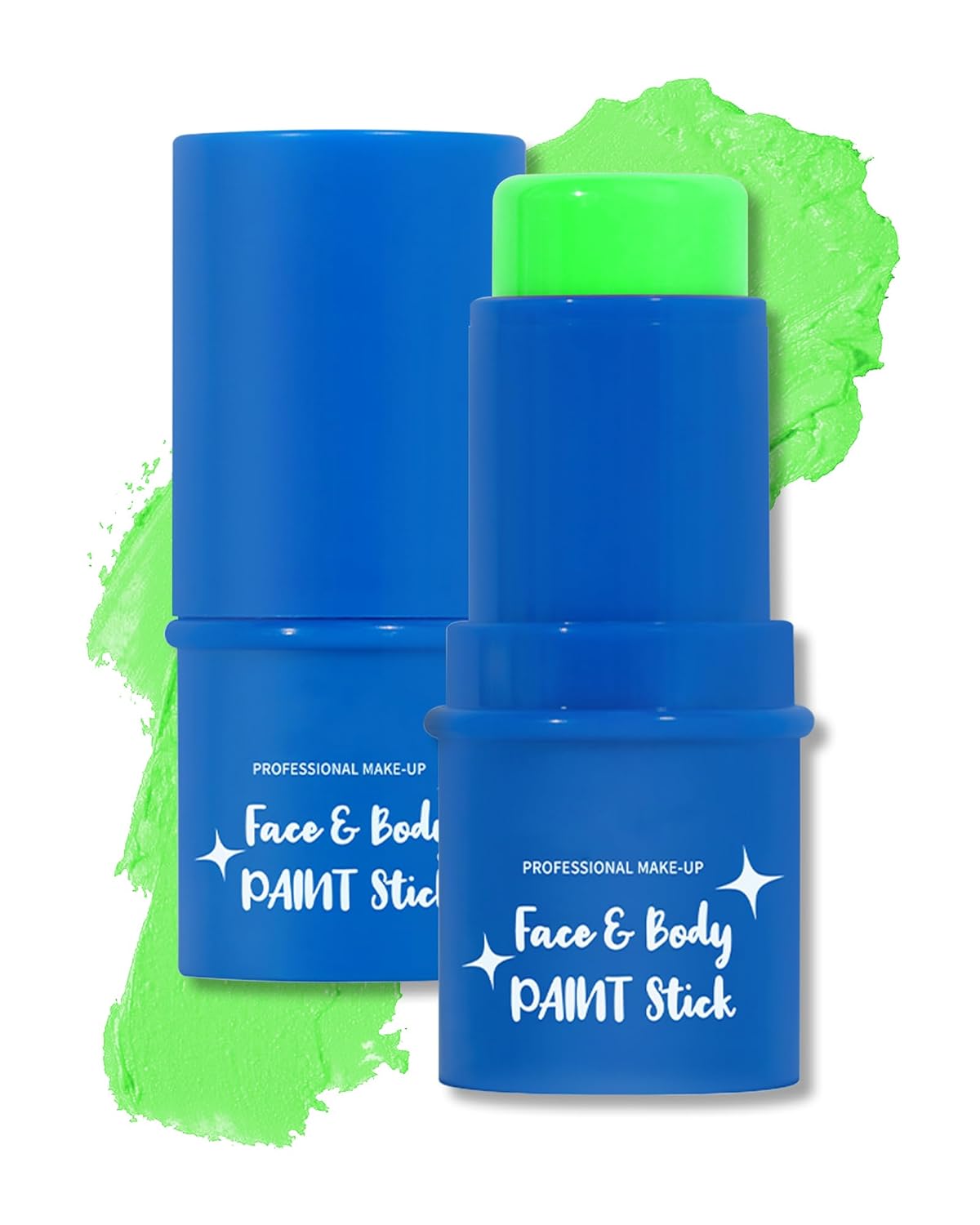 Green Face Paint Stick, Waterproof Highly Pigmented Glow in the Dark Body Paint, Green Eye Black Baseball Painting Stick, Body Painting for Patrick’s Day Halloween SFX Cosplay Makeup-05