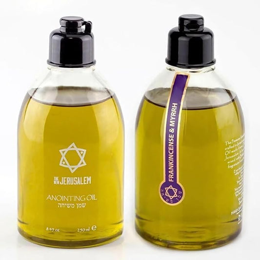 Frankincense and Myrrh Anointing Oil from Israel, Holy Spiritual Oils Bottles from Jerusalem Blessed, Handmade with Natural Ingredients and Blessed for Wedding Ceremony, Religious Use, 8.45 Fl Oz