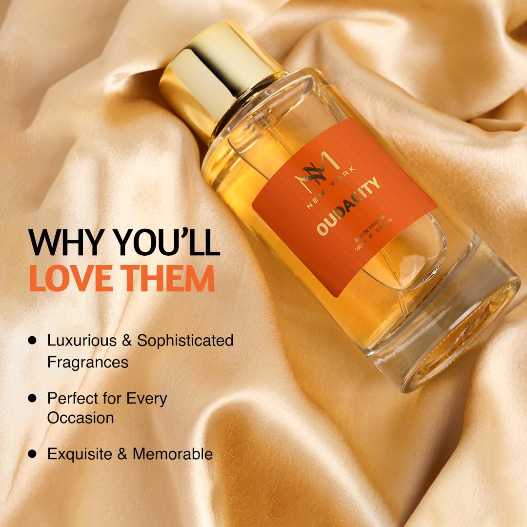 NOURISH MANTRA NM New York Oudacity Luxury Perfume | Premium Long Lasting Fragrance Spray | With Aromatic Blend of Musky & Fruity Notes | Unisex Perfume | 100 ml