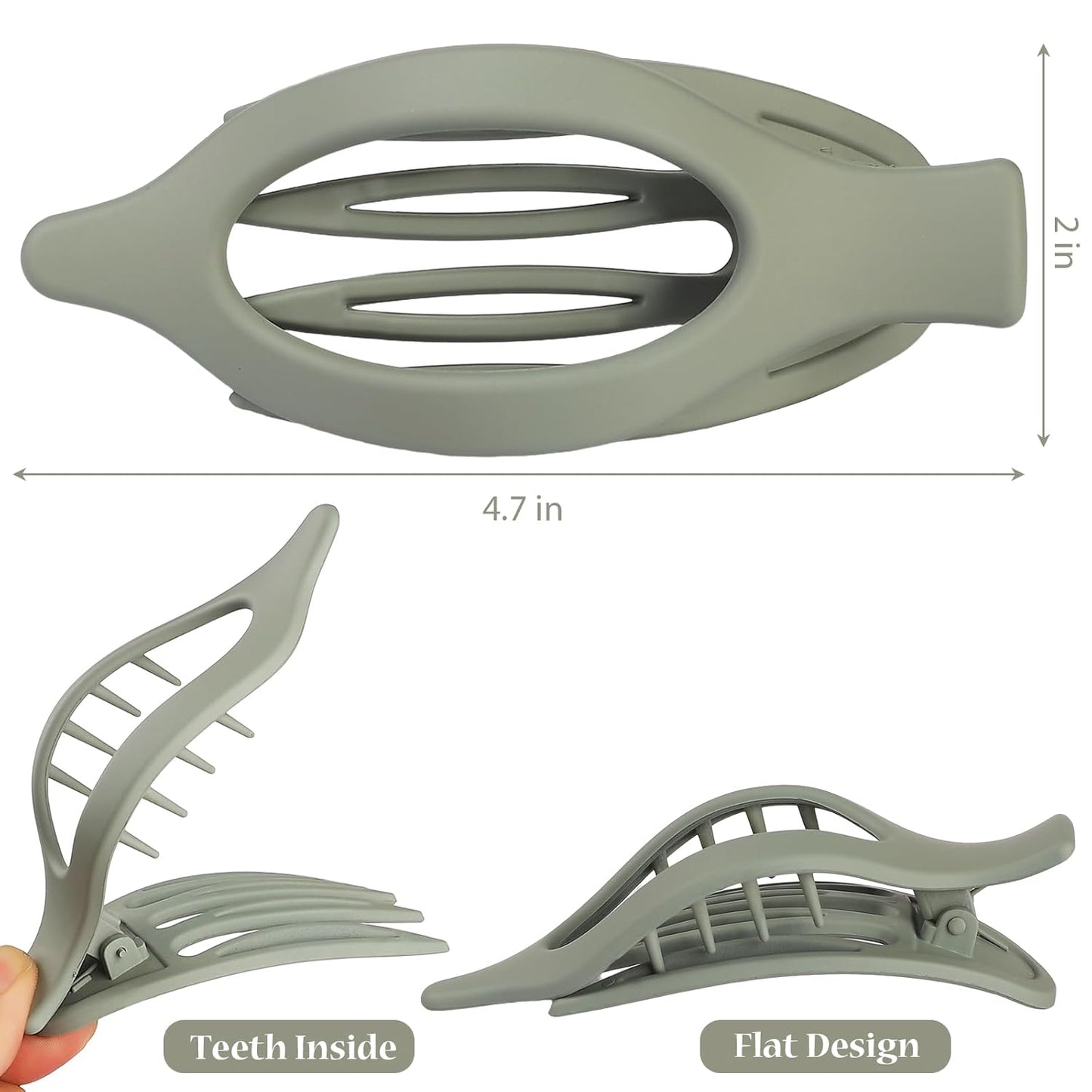 Flat Hair Clip 6 pcs Lay Down Claw Clips Hair Accessories for Women -Basic