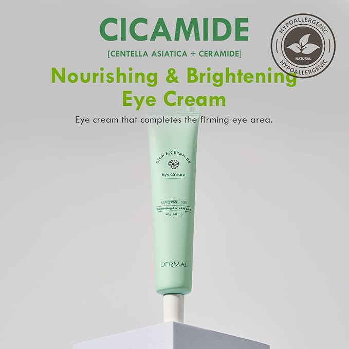 DERMAL Cicamide Nourishing & Anti-Wrinkle Eye Cream 1.41 oz - With Centella Asiatica Extracts and Ceramide to Fight Early Signs of Aging, For Under Eye Bags, Dark Circles, and Dull Skin