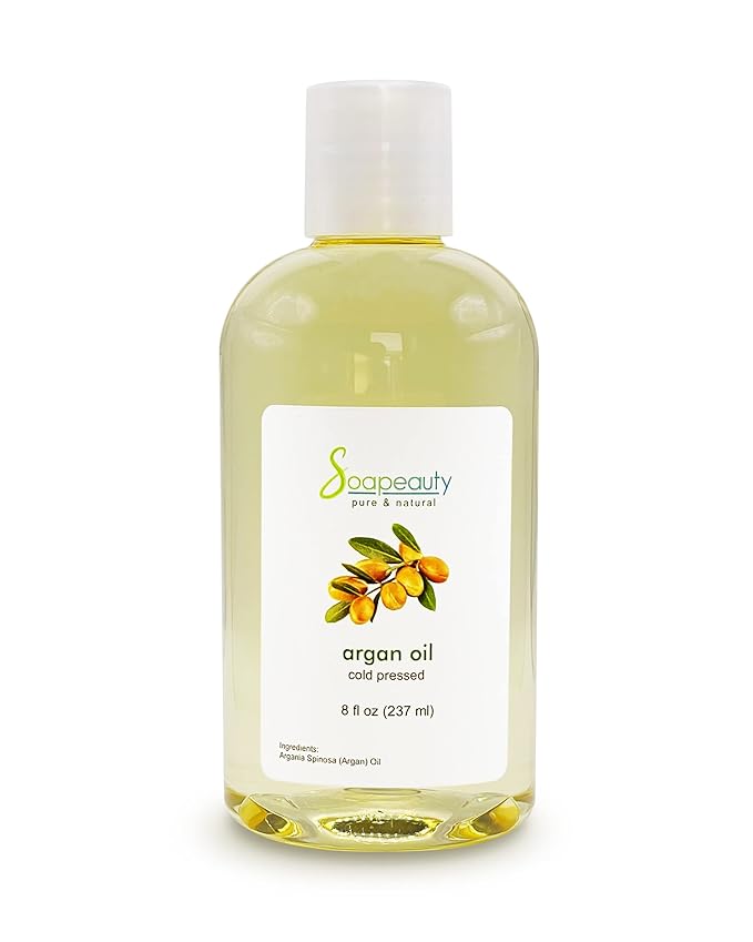 Soapeauty ARGAN OIL | 100% Natural & Pure | Cold Pressed & Deodorized | Carrier for Essential Oils, Face, Body and Skin Care, Hair Growth & Moisturizer | 8 fl oz
