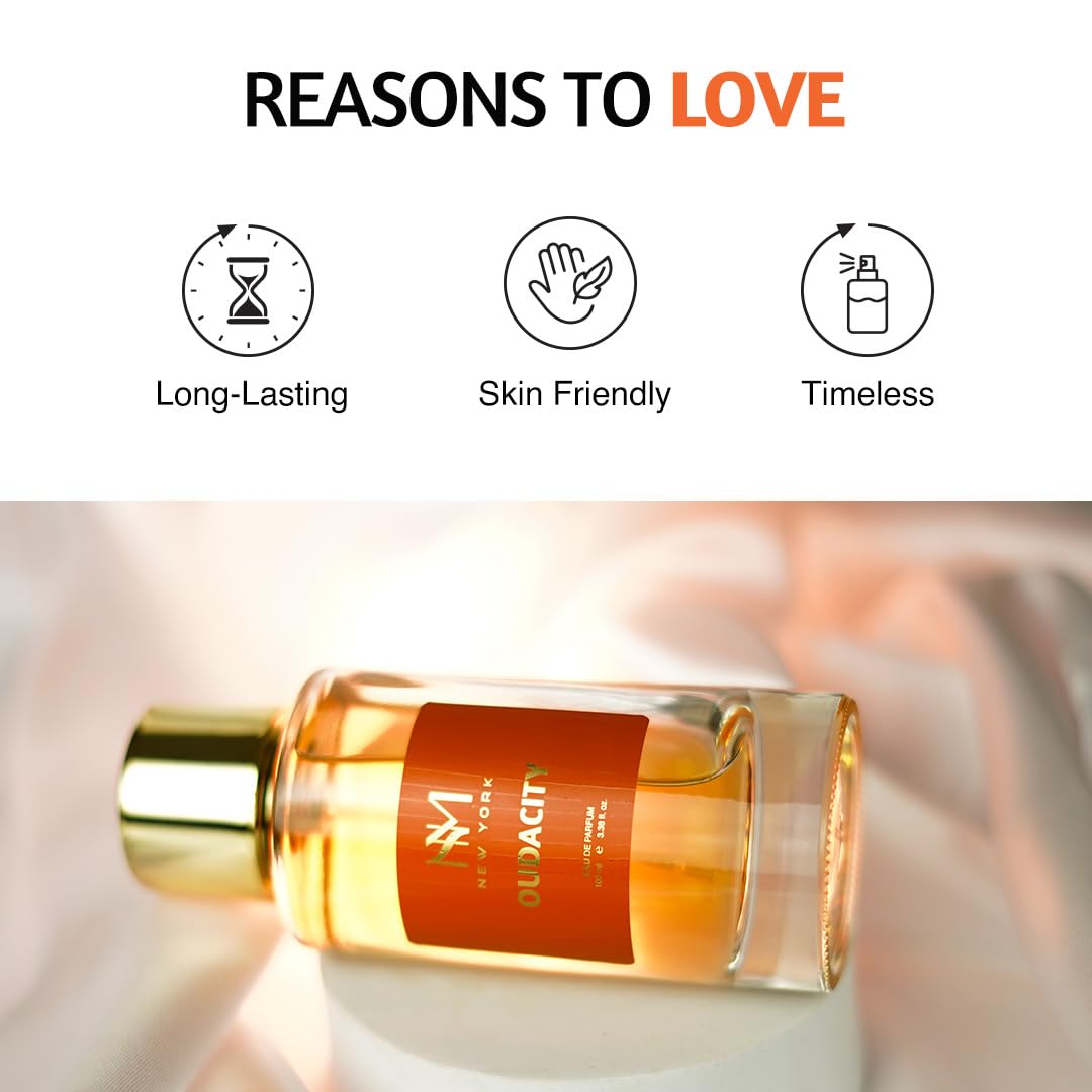 NOURISH MANTRA NM New York Oudacity Luxury Perfume | Premium Long Lasting Fragrance Spray | With Aromatic Blend of Musky & Fruity Notes | Unisex Perfume | 100 ml