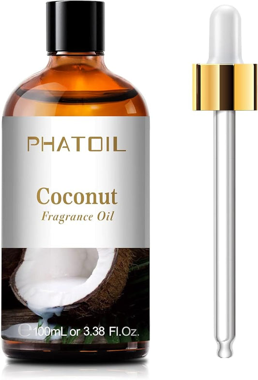 3.38FL.OZ Coconut Fragrance Oils for Aromatherapy, Essential Oils for Diffusers for Home, Perfect for Diffuser, Yoga, Skin Care, DIY Candle and Soap Making - 100ml