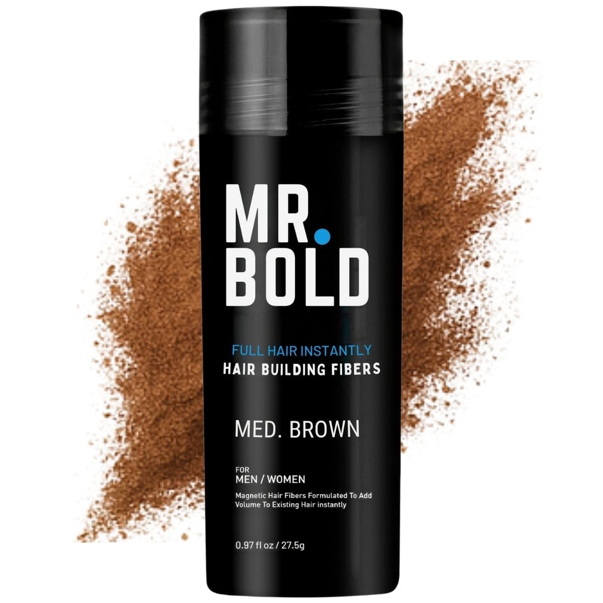Hair Building Fibers 27.5g (Medium Brown) Hair Fibers for Thinning Hair for Men & Women – Conceals Fine Hair, Bald Spots, Hair Loss – Instantly Fuller Thicker Hair Look – Hair Concealer Powder