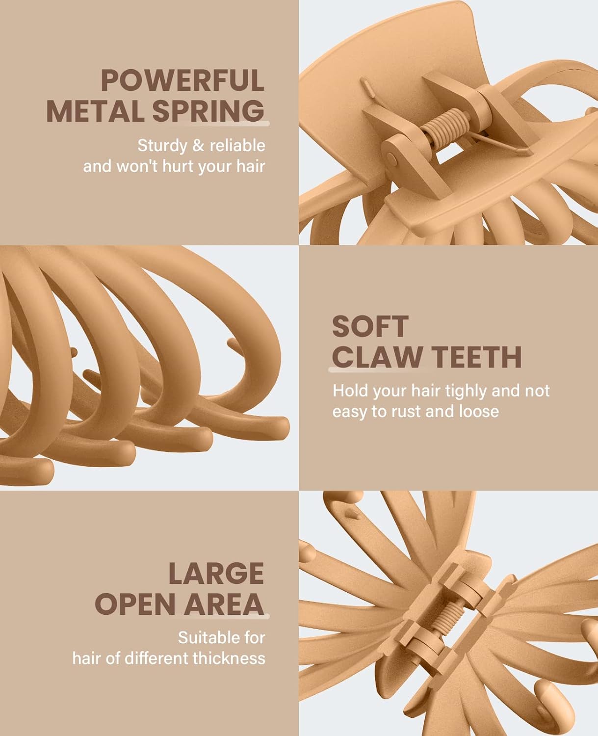 OPAUL Hair Clips for Thick Hair, 4 Pack - Extra Large Hair Claw Clips for Women, 4.75" Hair Accessories for Women Girls Gifts, Neutral 4 Colors: Blonde, Caramel, Chestnut, Black