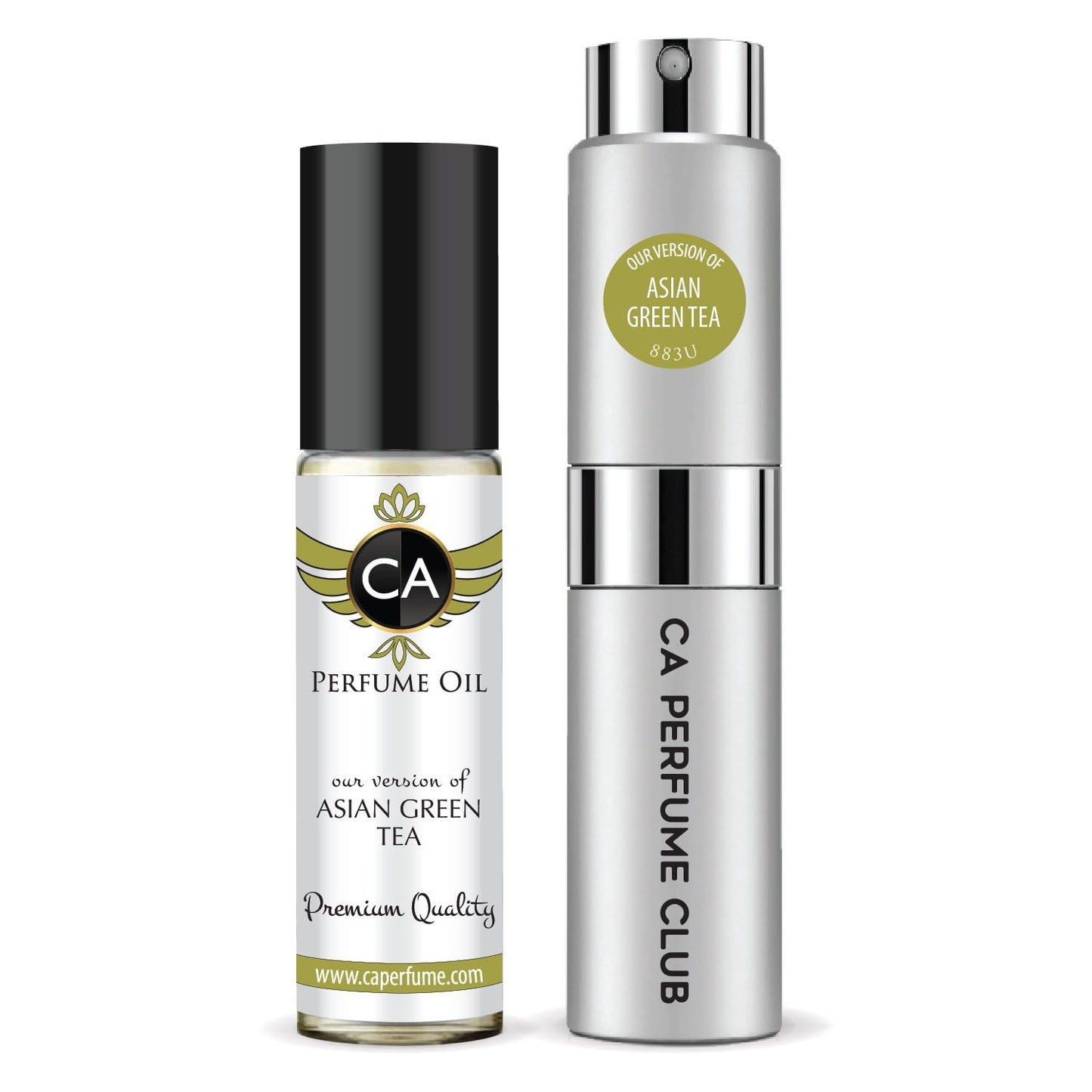 CA Perfume Duo Impression of Asian Green Tea For Women And Men Perfume Layering Set Long Lasting Travel Size EDP + Body Oil Roll-On Bottle 0.27 Fl Oz+0.33 Fl Oz