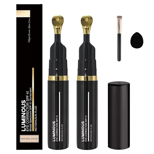 Luminous Eye Corrector Spf 41, 2pcs Dermatology Luminous Under Eye, Under Eye Concealer for Dark Circles, Anti-Aging Wrinkles Eye Cream, Hydrating Tinted Cream for All Type Skin-Natural Color(2)