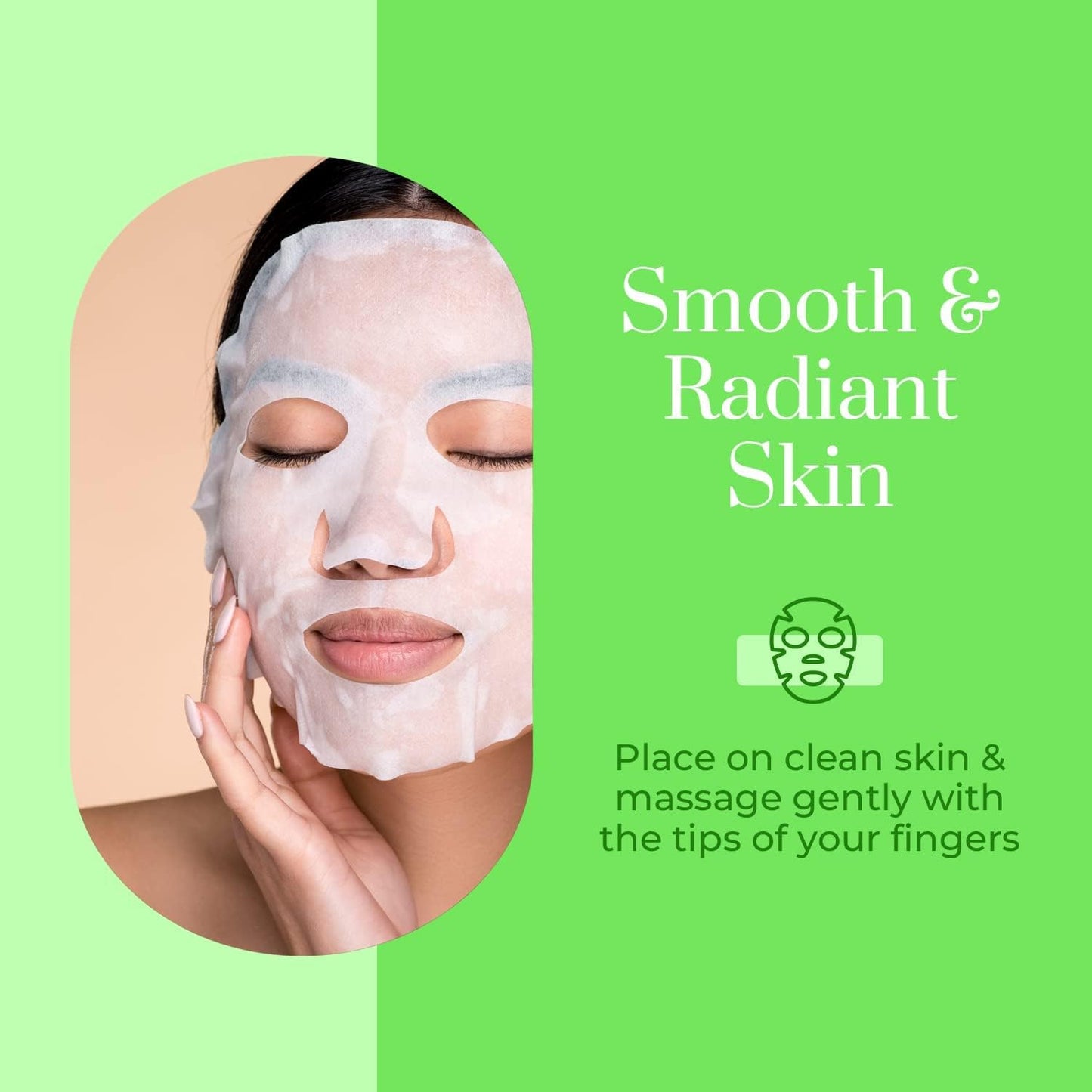 Clear Beauty Cucumber & Aloe Moisturizing Face Mask - Dermatologist Tested, Soothes Irritated Skin, Reduces Wrinkles & Fine Lines, Hydrating, Cruelty-Free Korean Skin Care - All Skin Types - 4 Pack