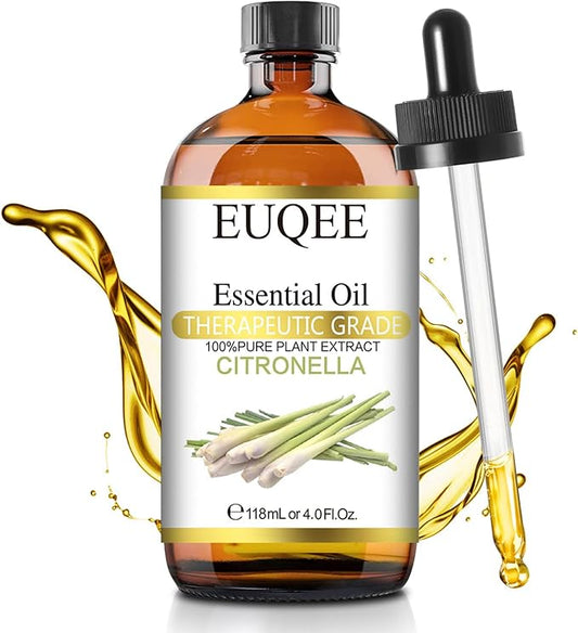 Citronella Essential Oil, 118ml Large Gift Box Pure Citronella Oil with Glass Dropper for Candle Making, Diffuser, Humidifier - 4 fl oz.