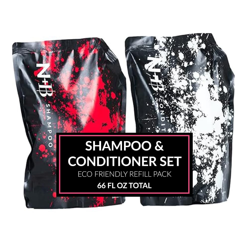 N+B Core Collection | Paraben-Free | For All Hair Types and Textures | Strengthens and Hydrates | Made in the USA (Shampoo/Conditioner Refills)