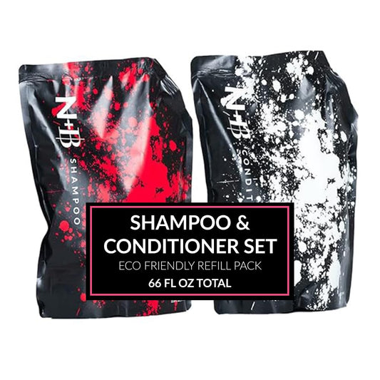 N+B Core Collection | Paraben-Free | For All Hair Types and Textures | Strengthens and Hydrates | Made in the USA (Shampoo/Conditioner Refills)