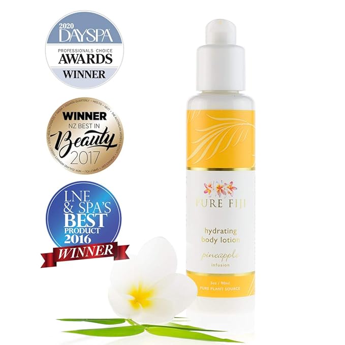 PURE FIJI Body Lotion Hydrating - Moisturizing Lotion for Dry Skin with Coconut Milk and Vitamin E, Organic Body Lotion For Women and Men, Pineapple Scent, 3 oz
